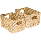 HMF cesta de almacenamiento, cesta plegable trenzada de jacinto de agua junco de...