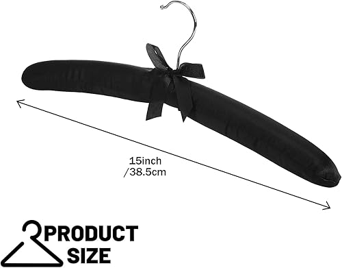 Miniatura 3 de 24 perchas acolchadas de satén con gancho giratorio antioxidante para colgar vestidos, suéteres, trajes y más (negro)