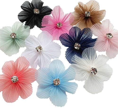 Dandan DIY 20pcs Multi Colors U-Pick Organza Flowers Ribbon Bows Appliques Craft Supply Wedding Decoration (Multi-Color)