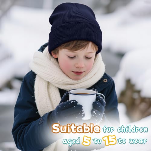 Image of ZOORON Kids Beanie Boys Girls Beanies Children Winter Hats Children Knit Warm Caps Kids Soft Beanie Cap