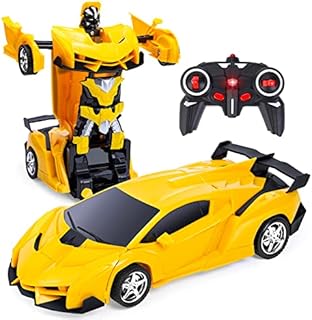 Yellcetoy Remote Control Cars Transforming Toys Robot for Kids Ages 3-12, 2 in 1 LED Light 360° Rotation RC Car Toys Gift for Kids Boys