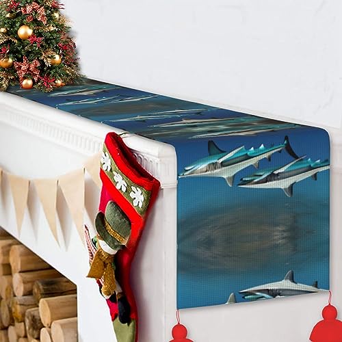 Chemin de table requins marteaux pour décoration Noël et repas