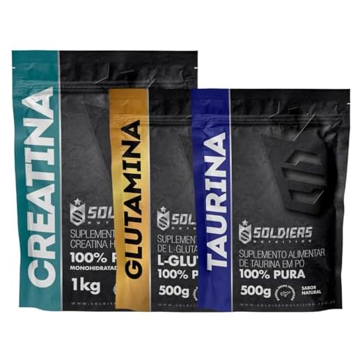 Soldiers Nutrition, Kit: Creatina Monohidratada 1Kg + Glutamina 500g + Taurina 500g - 100% Pura Importada - Soldiers Nutrition
