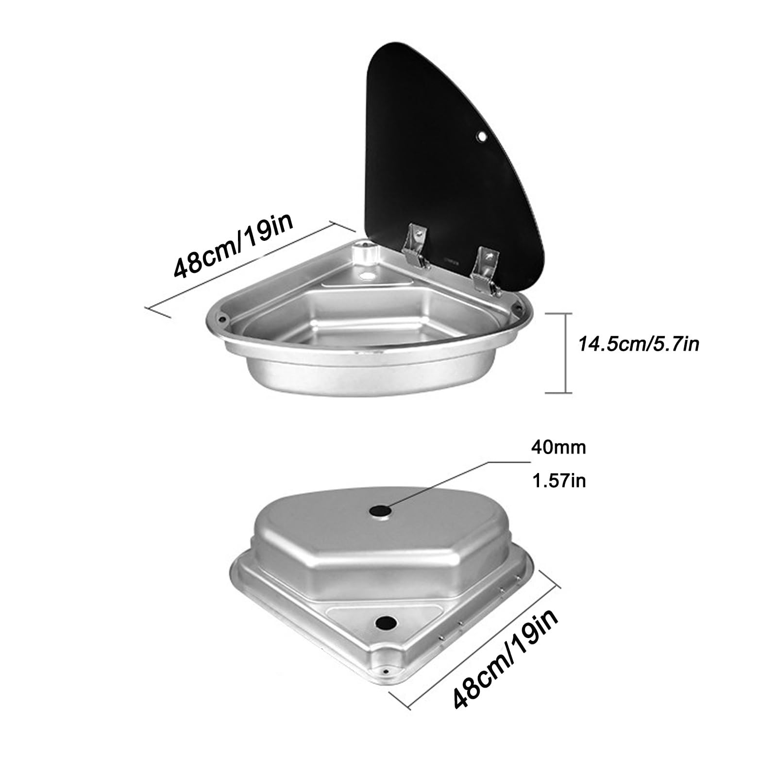 Fregadero Portatil Camping Plateado, Material de Acero Inoxidable 304, Lavabo Caravana con Grifo Plegable y Tapa, Cubeta Individual para Remolques y Caravanas