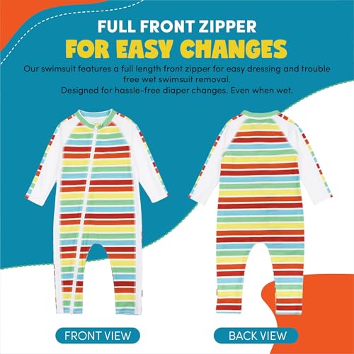 Image of SwimZip UPF50+ Boys Swim Shirt, Long Sleeve One Piece Kids Sunsuit