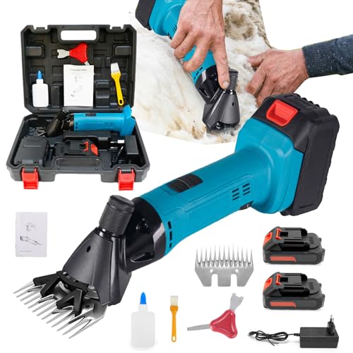 Esquiladora de Ovejas, 3000mah Esquiladora Profesional de Ovejas Esquiladora EléCtrica A BateríA 6 Velocidades Ajustables con 2 BateríAs para Ovejas Cabras Alpacas y Ganado Vacuno