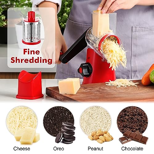 Cheese Grater Rotary, Rotary Grater for Kitchen, Kitchen Grater Vegetable Slicer with 3 Drum Blades, Fast Cutting Cheese Shredder for Vegetables and Nuts by GDL - Image 2