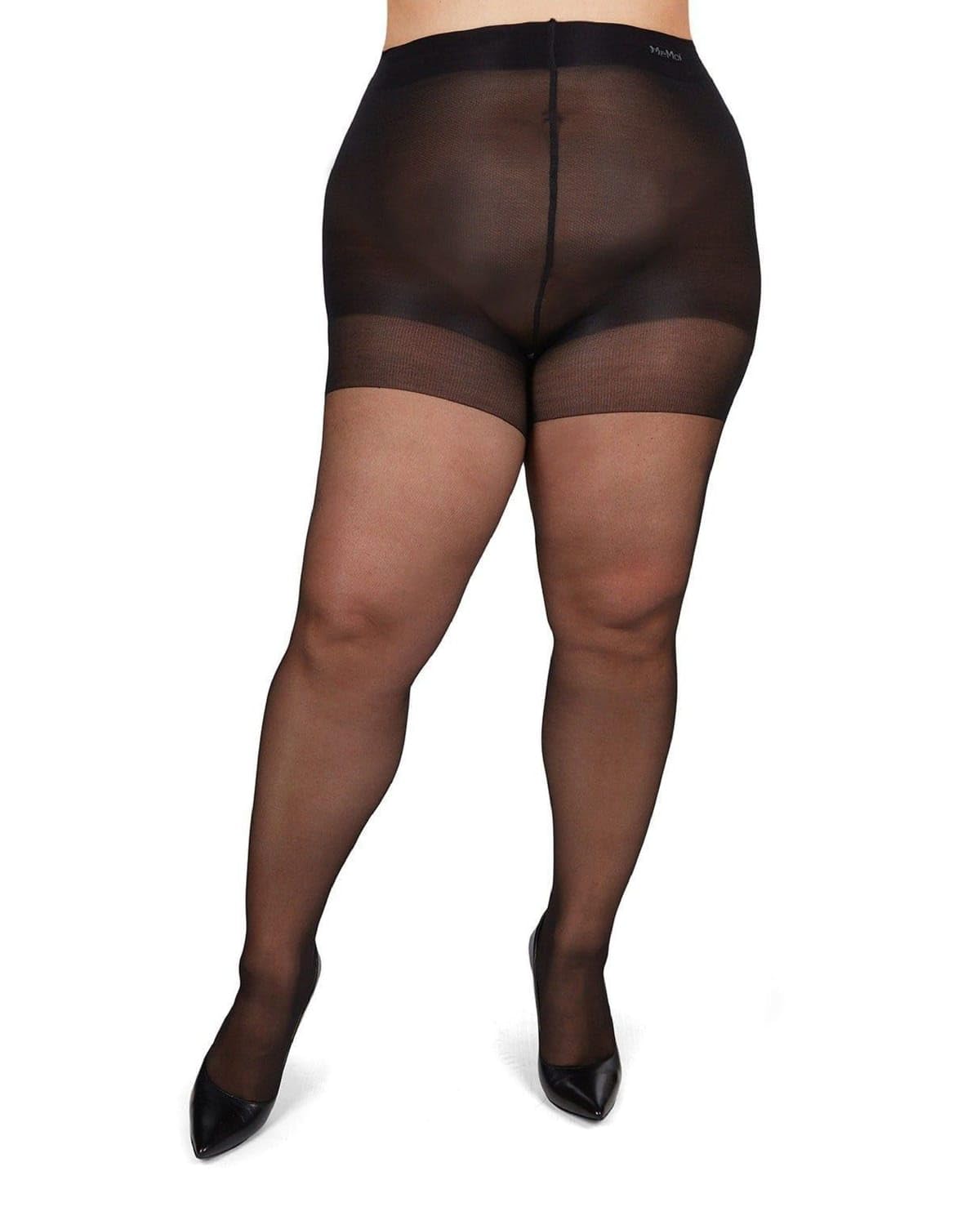 MeMoi Energizing Plus Size Curvy Control Top Pantyhose for Women, Semi Opaque Pantyhose, Lightweight Womens Stockings