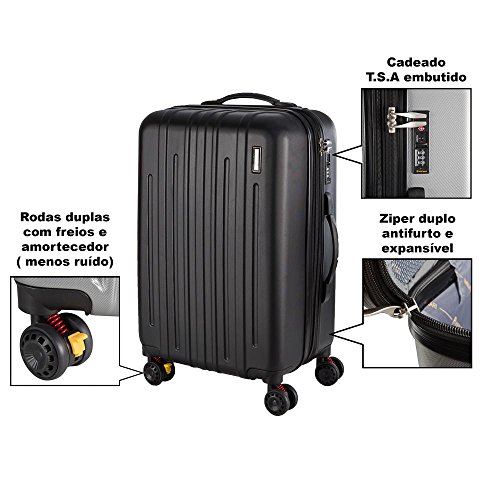 Conjunto de Malas de Viagem em Abs - Swiss Port Roma - Preta