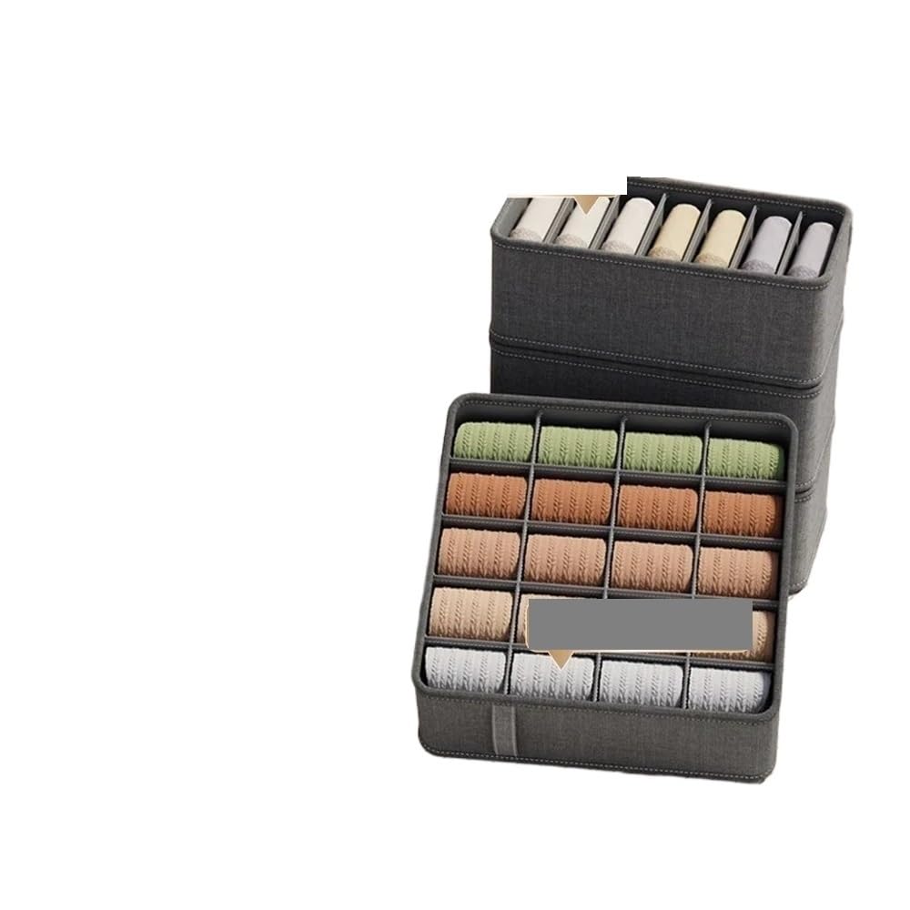 Sunrrafck Cationic Gray 2Pcs Tianshan Hemp Underwear Storage Box Bedroom Multi-Functional Drawer Wardrobe Dormitory Special(,20Grids)