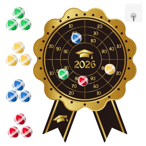 Graduation Party Dart Board Game with Sticky Balls Graduation Theme Dart for Graduation Decorations 2026 Graduation Party Games Indoor Outdoor
