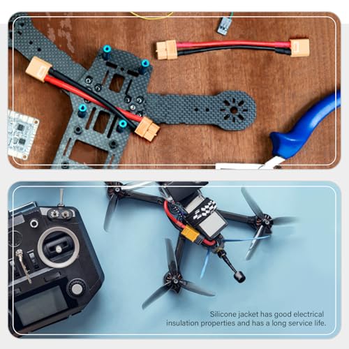 Cables XT60 hembra a XT90 macho para drones FPV y coches RC en circuitos 5