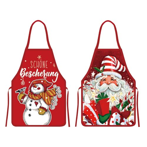 LUVDECO 2 peças avental de cozinha de Natal vermelho aventais de Natal para cozinhar assar fazer artesanato avental cozinha adultos avental ajustável festa festiva decorações, Vermelho