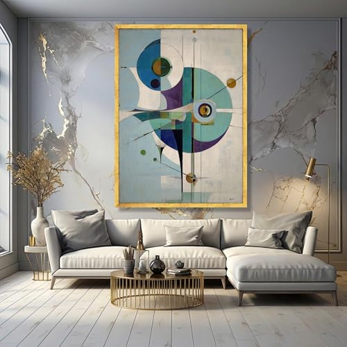 Toiles imprimées géométriques abstraites bleu vert 70x100 cm - 4
