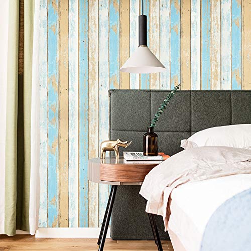 SUNBABY Peel and Stick Wallpaper Wood Wallpaper Self-Adhesive Removable Wallpaper Wall Decor for Home Refurbish Decoration (17.71’’ X 118.11’’) Three-Color Wood Grain Wall Paper