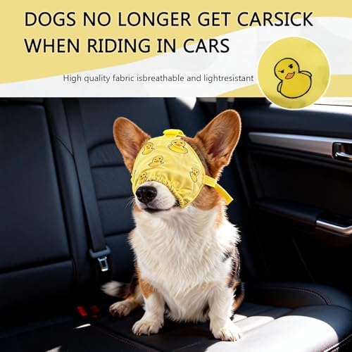 Image of NACOCO Dog Calming Cap Eye Mask Ducks Nylon Shading Pet Anxiety Mask Muzzle for Grooming Anti Car Sickness (Yellow, M)