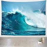 Loccor Ocean Wave Tapestry Powerful Pacific Sea Storm Huge Wave Tapestry Surfing Summer Wall Hanging Sport Wall Art for Bedroom Living Room Dorm Home Decorations 80x60 Inches