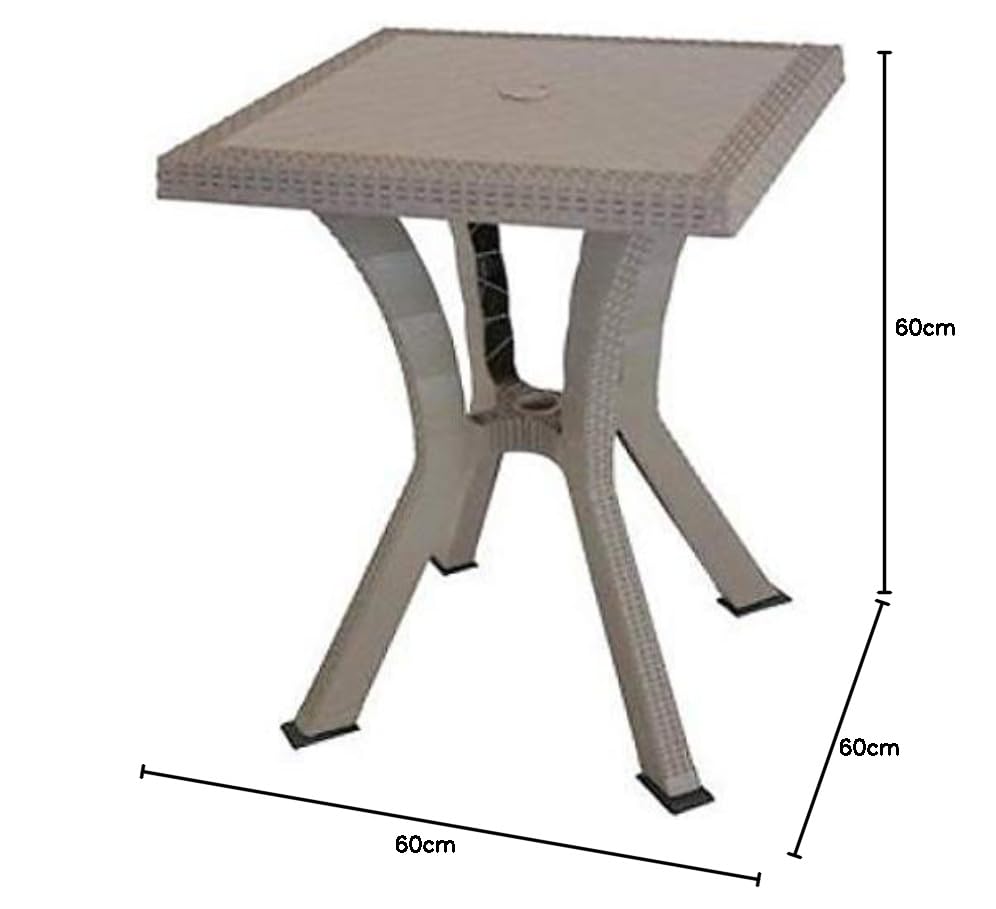 Tavolino Da Esterno In Resina Tortora 47x47x38 Cm - Made In Italy - Foto 4