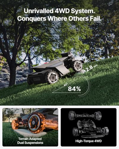 Image of Segway Navimow X430 Robot Lawn Mower Wire Free with Garage X, 4WD for 84% Slopes, Zero-Turn Mowing, Dual 180W Motors, Covers 1 Acre (Garage Shipped Separately)