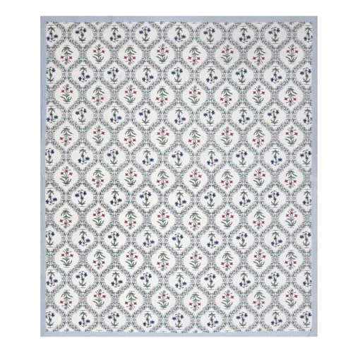 Image of ElanorHomes 240 TC Cotton Double King Size Bedsheet | Ultra-Soft & Skin-Safe | Breathable Summer Comfort | 93x108 inches with 2 Pillow Covers (Rajwada Jaal)