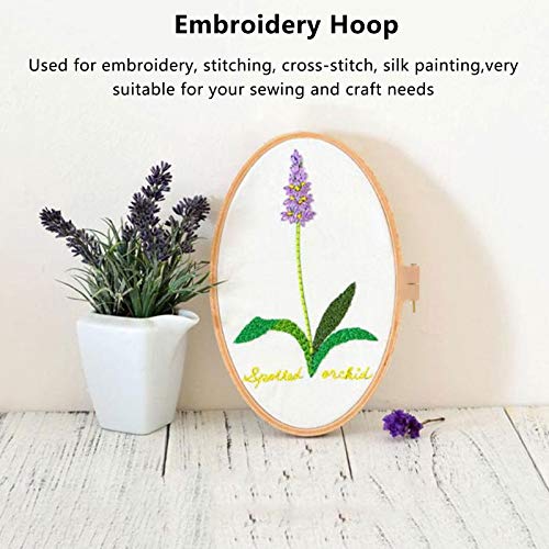 Image of Embroidery Hoop, Oval Wooden Embroidery Hoop Cross Stitch Display Frame Oval Cross Stitch Frame 11.6x7.9in for Art Craft Sewing and Wall Hanging
