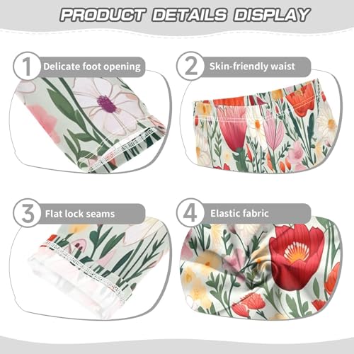 Bolaz Toddler Girls Leggings Printed Yoga Pants Leggings Red White Pink Flower for Kids3