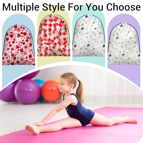 Image of Gymnastics Grip Bag Waterproof Gymnastics Pouch Stawberries Daisy String Bag for Gym