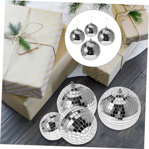 ibasenice - 4 bolas espejadas para decoración de fiestas y bodas, reflectantes y brillantes, para colgar en árbol de Navidad miniatura 3