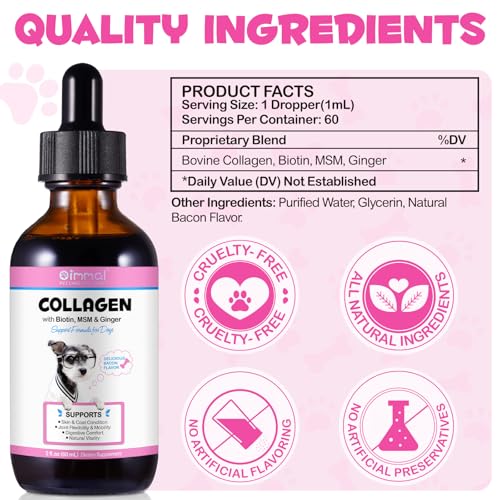 Flüssiges Kollagen für Hunde, Hund Haut und Fell Kollagen Ergänzung, trockene und juckende Haut Relief, Hund Joint Supplements, Unterstützung der Verdauung Gesundheit, Hund Kollagen Tropfen