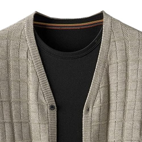 Men's Winter Wool Warm Open Sweaters Casual Knit Shawl Neck Cardigan Button Cable Knitted Sweater with Pockets3