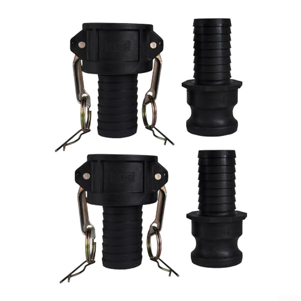 2 Sets of Camlock Fittings for C and E Type Compatibility with Polypropylene Construction and Quick Connect Design (1 inch)