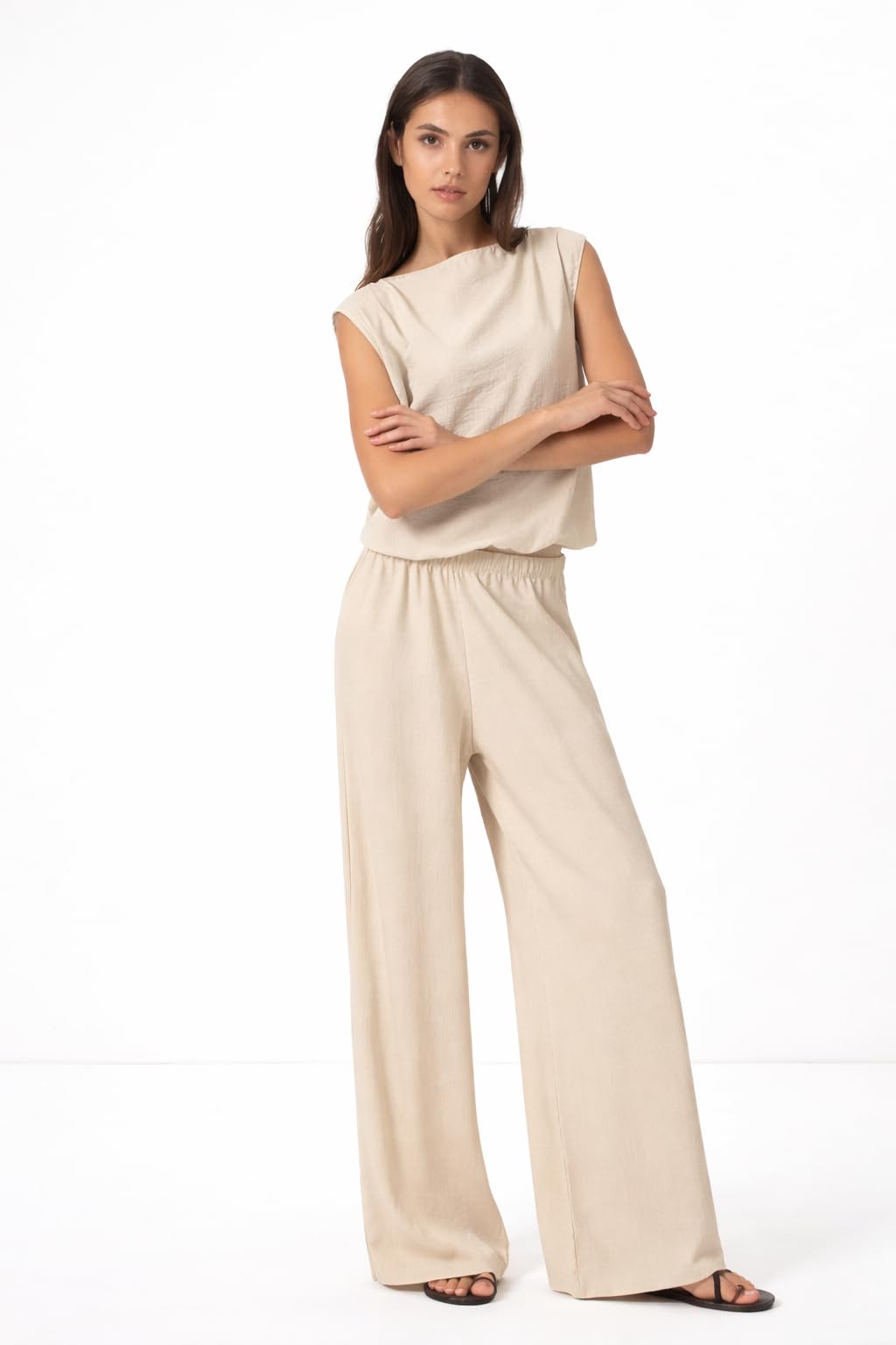 JADEA Completo donna pantalone gamba larga e maglia scollo a barca 4947/4935