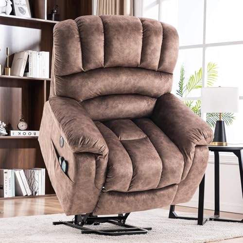Sillón Eléctrico Plegable Tela Marrón miniatura 1