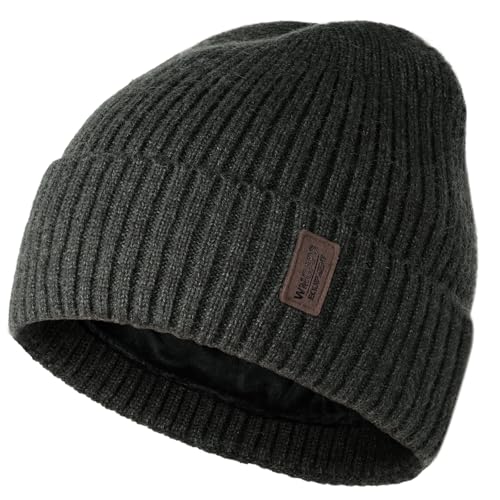 Image of Wmcaps Warm Beanie for Men Women, Fleece Lined Beanie Warm Winter Caps Unisex Fashion Knit Cuffed Cap