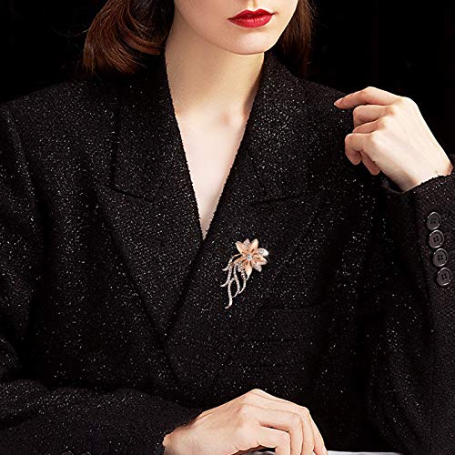 Image of Pearl Diamond Brooch Pins for Dress Sweater Scarf, Wedding Party Decoration Birthday Christmas Gift