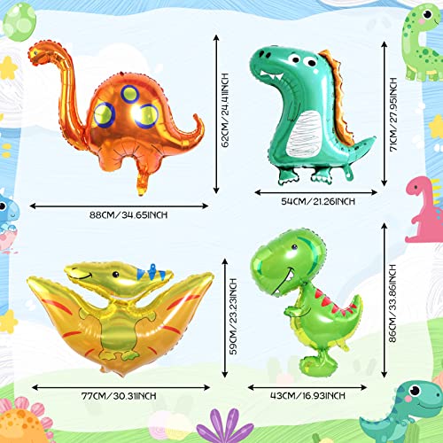 9 Large 3D Dinosaur Balloons(20-35In), Dino Balloons For Birthday Party Decorations - Self-Standing, Cute, And Colorful Aluminium Foil Balloons For Kids And Adults #TOP2