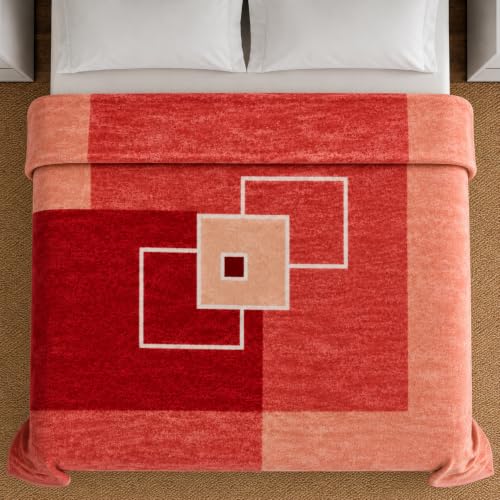 Image of Signature All Season Double Bed Blanket | Super Soft Plush, Lightweight & Cozy | 220 x 240 cm | 2.5 kg | Multi-Color Vibrant Print | Ideal for Winter, AC Use & Gifting (Coral Red)