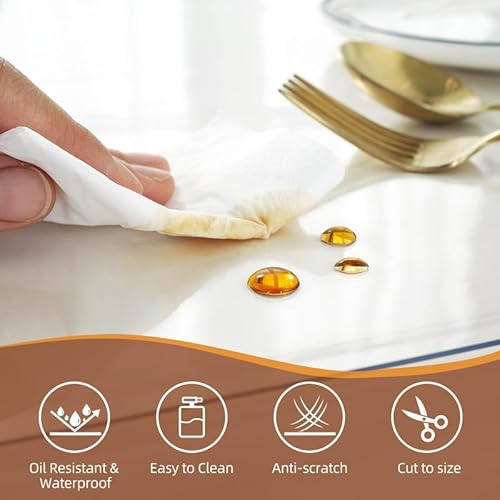 Warmstar Clear Table Cover Protector 36 x 60 Inch,1.5mm Thick Plastic Table Cover Rectangle,PVC Clear Table Protector,Desk Protector Mat for Kitchen, Dresser, Writing Desk,Dining Room Table
