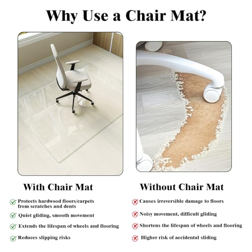 Image of Koonmi 46 inch x 46 inch Office Chair Mat for Hardwood Floors & Carpets