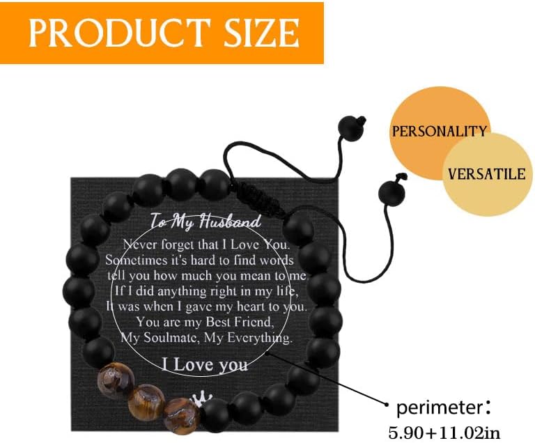 Birthday Valentines Day Gifts for Men Beaded Bracelet for Boyfriend Husband Son Grandson Dad Gift Ideas - Image 7