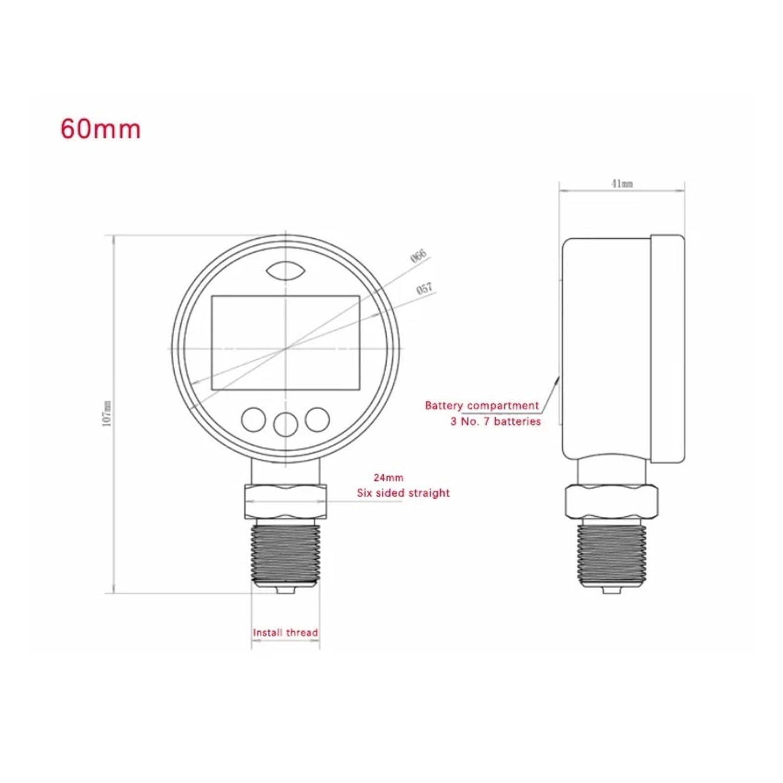 Manómetro, Manómetro Digital de alta precisión, manómetro hidráulico electrónico Digital resistente a golpes, manómetro negativo de vacío(M20x1.5 Customized,0-4mpa 60mm)