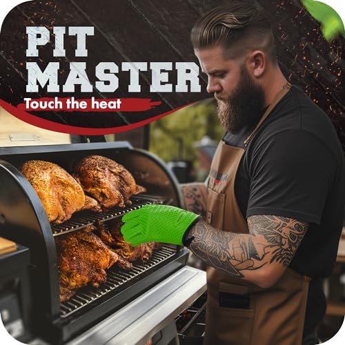 Image of KITCHEN PERFECTION Silicone Smoker Oven Gloves -Extreme Heat Resistant BBQ Gloves-Handle Hot Food Right on Your Grill Fryer&Pit|Waterproof Grilling Cooking Baking Mitts |Superior Value Set +2 Bonuses