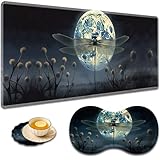 大型ゲームマウスパッド + 手首サポートパッド + コーヒーコースター、縫い目のエッジ付きデスクパッド、滑り止めセットパッド オフィスワークや自宅に最適 - トンボムーン