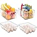 Puricon 4 Cajas Organizador de Nevera Plástico, 2 Cajas de Despensa para Frutas Verduras Latas y 2 Bandejas para Huevos con Tapa en Refrigerador