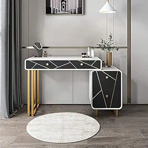 KOHINOOR DECOR Green Panel MDF Board & Stainless Steel Base Modern and Expandable Makeup Vanity Table with Cabinet | Merino Laminate with Hettich/Ozone Hardware Dressing Table