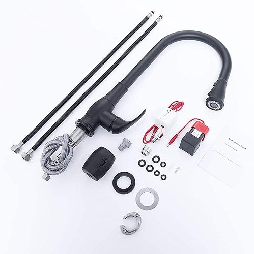 Miniatura 7 de Grifos de cocina con sensor, grifo mezclador inductivo sensible con rociador extraíble, grifos de fregadero de cocina de una sola manija, negro