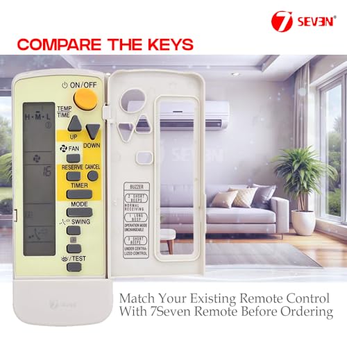 Image of 7SEVEN Compatible Daikin Ac Remote Original Model BRC4C151 Air Conditioner Suitable for Split or Window Exactly Match Each Key of Remote with Original remotes Control use New AAA Alkaline Batteries.