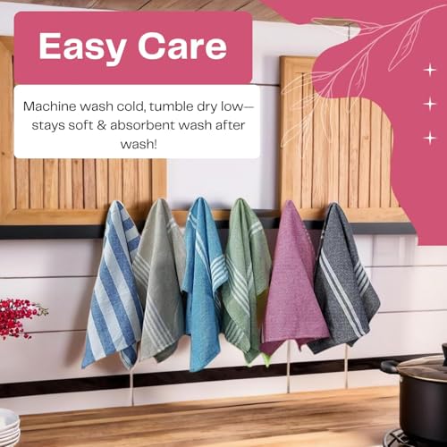 Image of 10 Pcs Dishcloths | 12x16 Inches | Bulk Cotton Kitchen Cleaning Dish Cloths | Scrubbing Wash Cloth Sets | Multipurpose Cloth | 100% Cotton. (Multicolor, Set of 10)