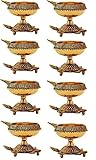 10 Pc Big Size Heavy Brass Kuber Turtle Diya for Diwali Decoration Handmade Oil Lamp with Golden Eng