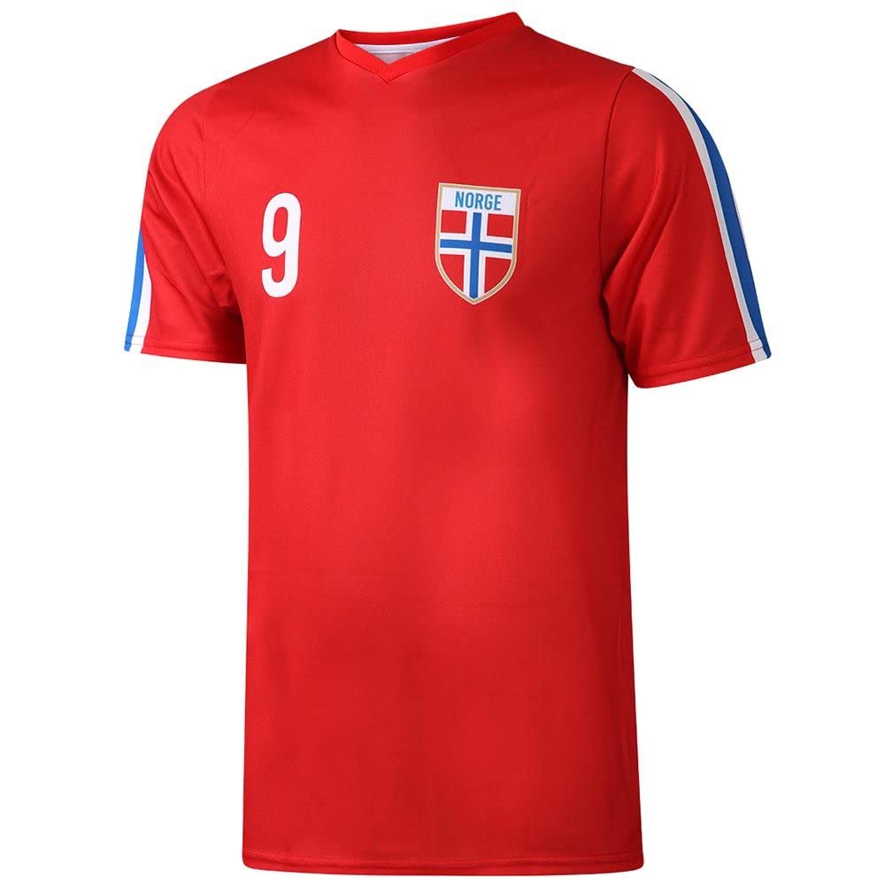 Kingdo Kit da Calcio Norvegia Haaland - Bambino e Adulto - Ragazzi - Uomini - Divisa da Calcio - Maglietta Sportiva - Abbigliamento Sportivo